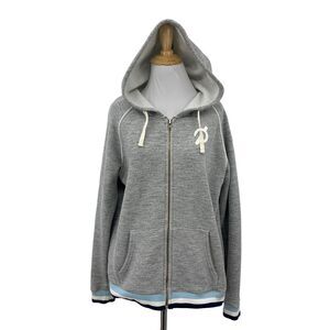 Peloton Hoodie Womens M Medium Heather Grey Zip Up Fleece Lined Raglan Sleeves